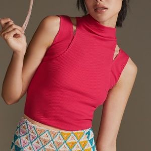 Anthropologie Pink Ribbed Tank Top